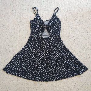 SOLD Garage Black Daisy Skater Dress w/ Cutout